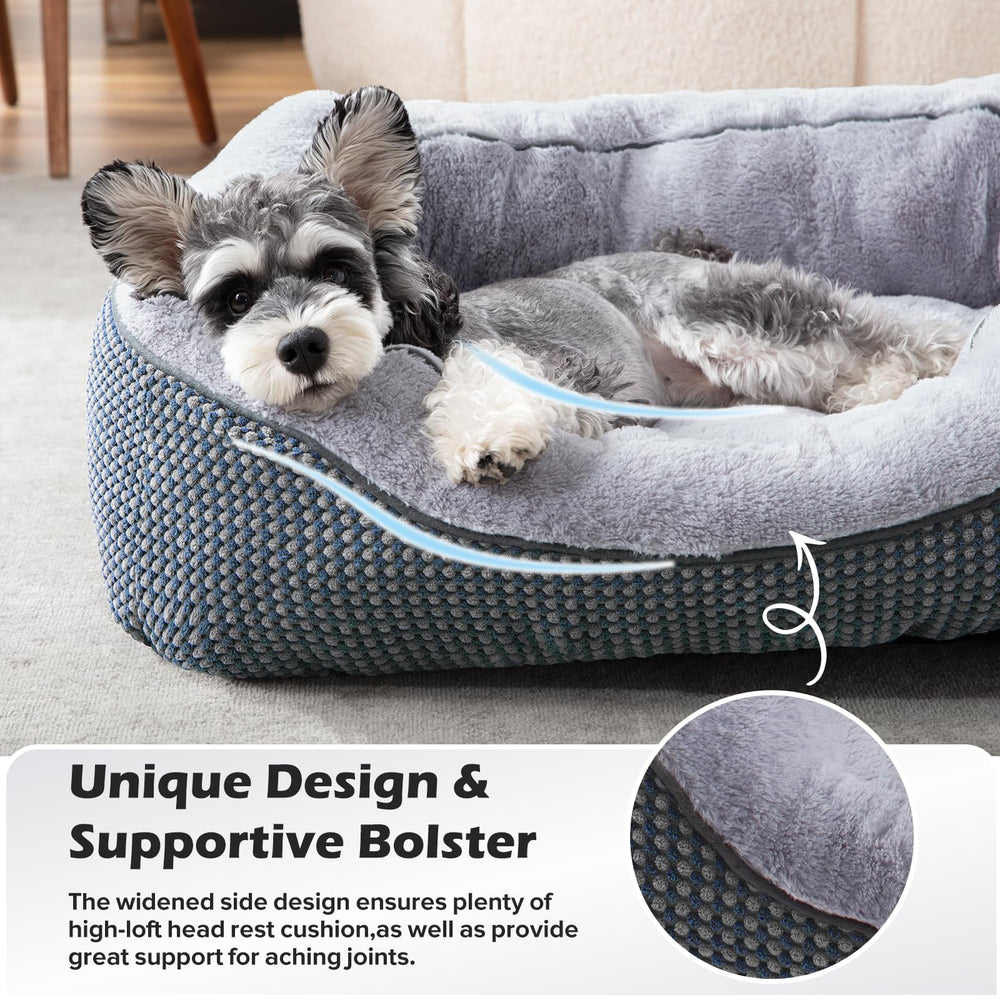 INVENHO dog bed viewed from the front to show its low entry edge.