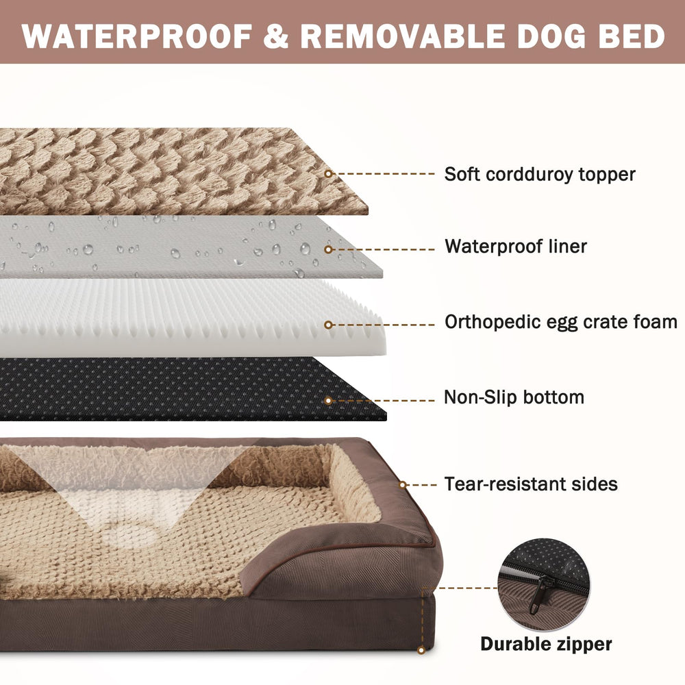 INVENHO orthopedic dog bed cover shown with its zipper for removal.