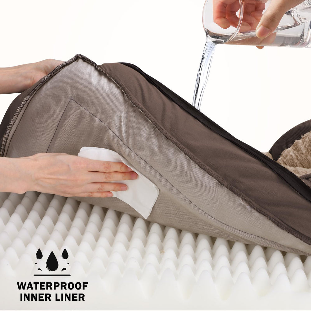 INVENHO orthopedic dog bed detail showing its egg-crate foam support base.