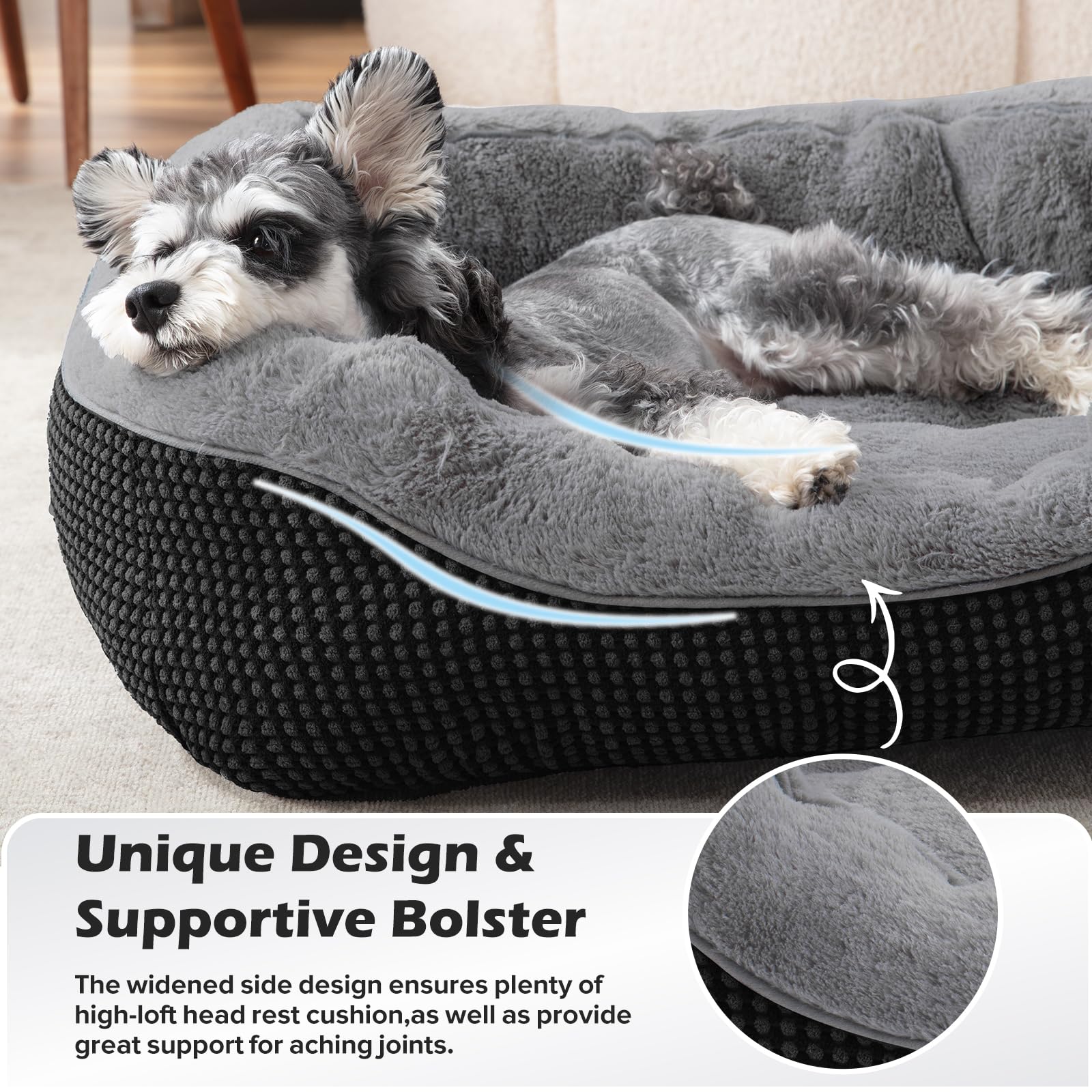 INVENHO small dog bed with its soft plush sleeping surface in focus.