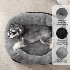 INVENHO small dog bed with a close view of the wide raised bolsters.