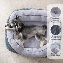 INVENHO small dog bed detail showing the wide raised bolsters for resting a pet's head.