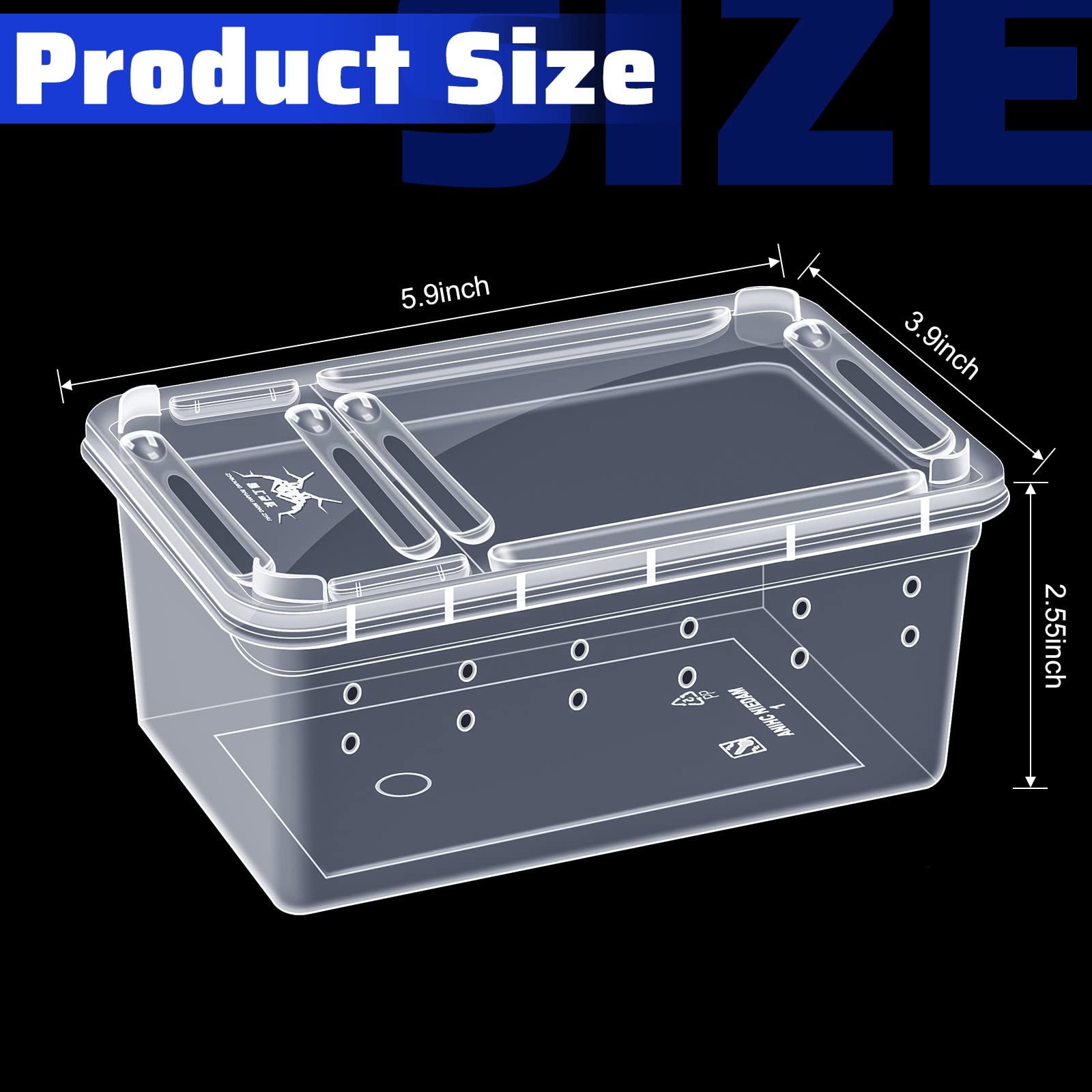 Irenare reptile breeding box close-up showing the transparent plastic construction.