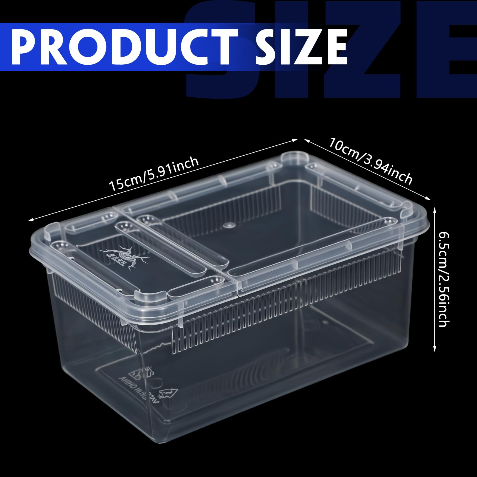 Irenare Reptile Breeding Box close-up showing the transparent plastic construction.