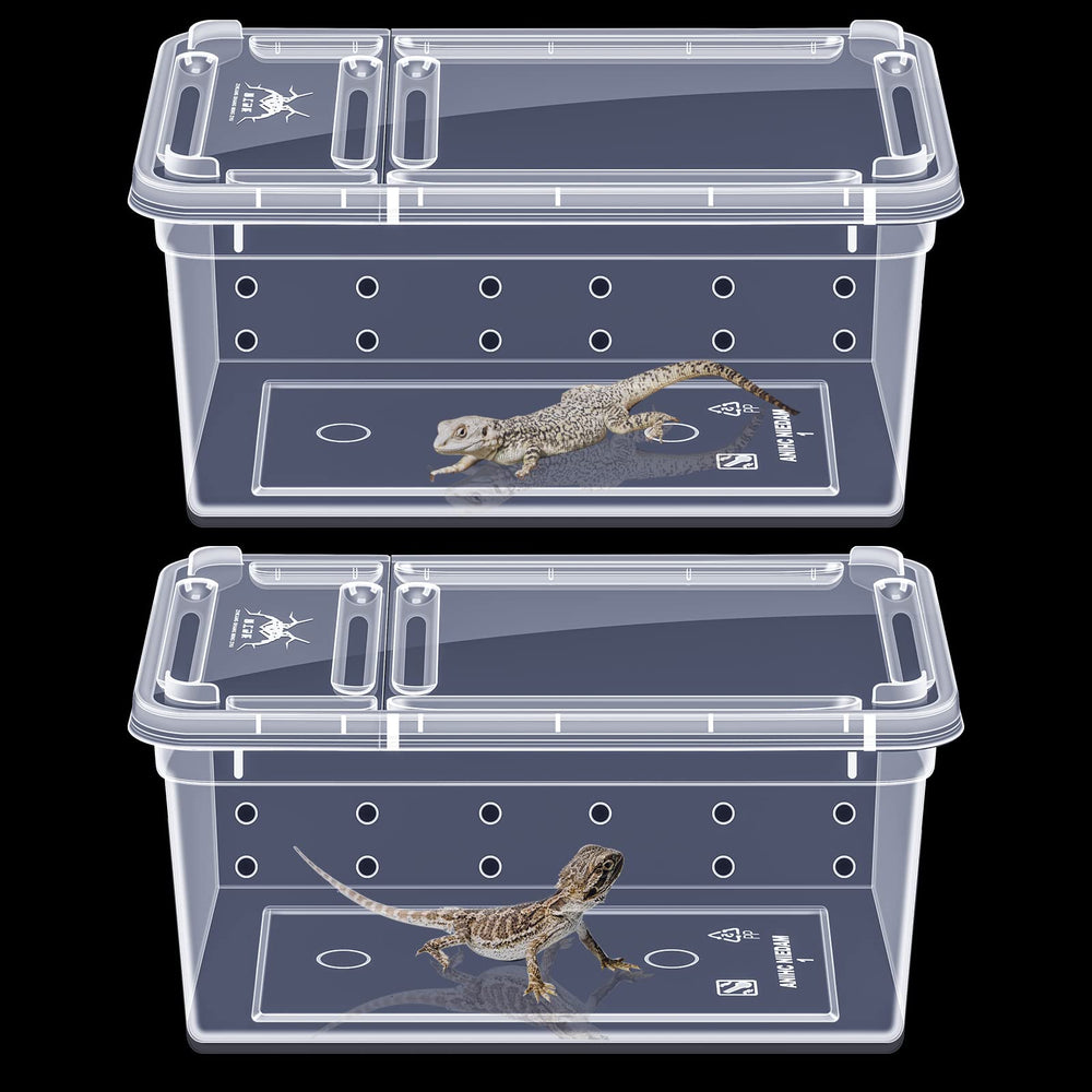 Irenare reptile breeding box set showing all eight clear containers.