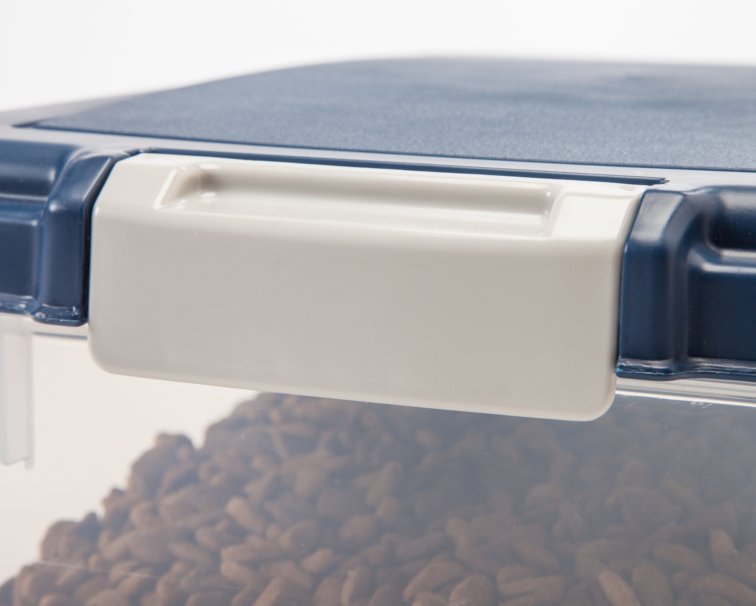 IRIS USA Dog Food Storage Container shown holding dry pet food.