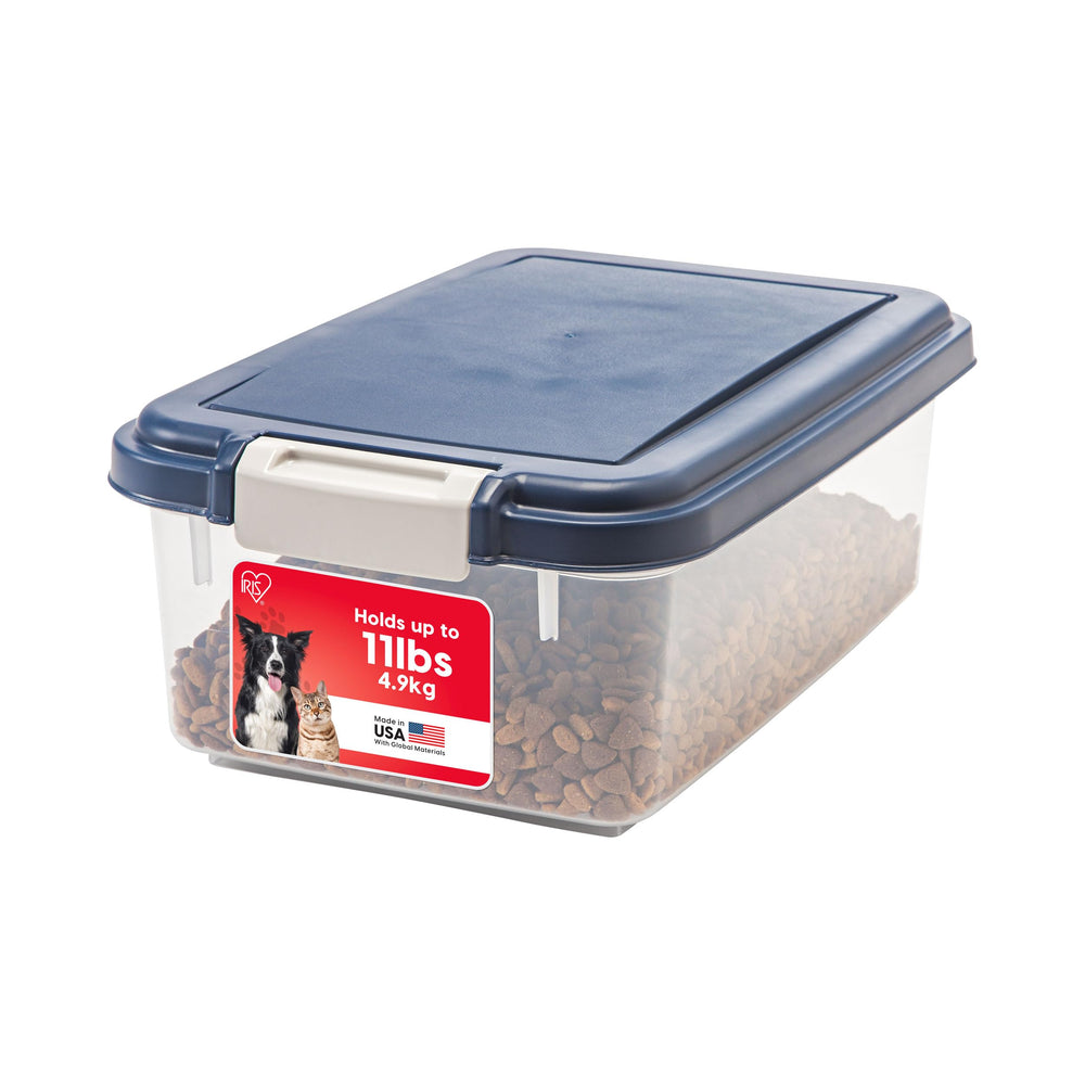 IRIS USA Dog Food Storage Container shown from the front in navy.