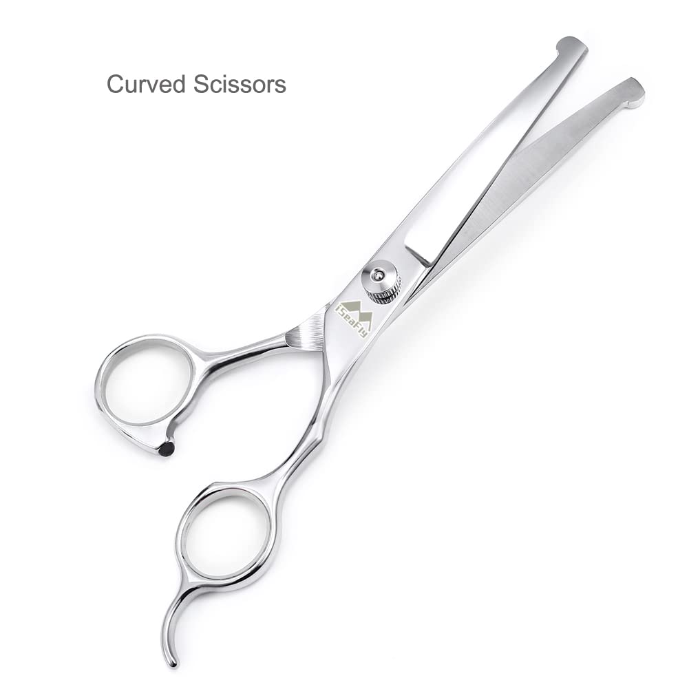 iSeaFly grooming scissors kit with a close view of the thinning shears.