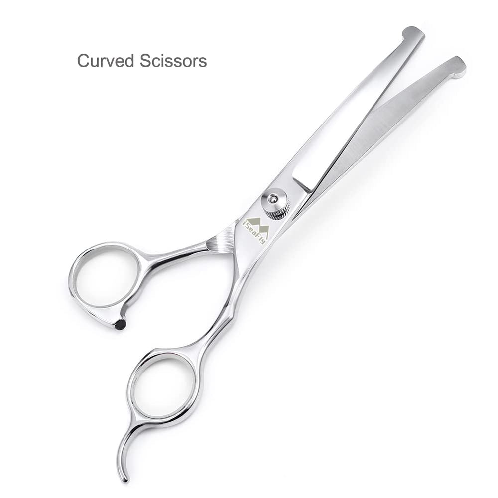 iSeaFly grooming scissors kit with a close view of the thinning shears.