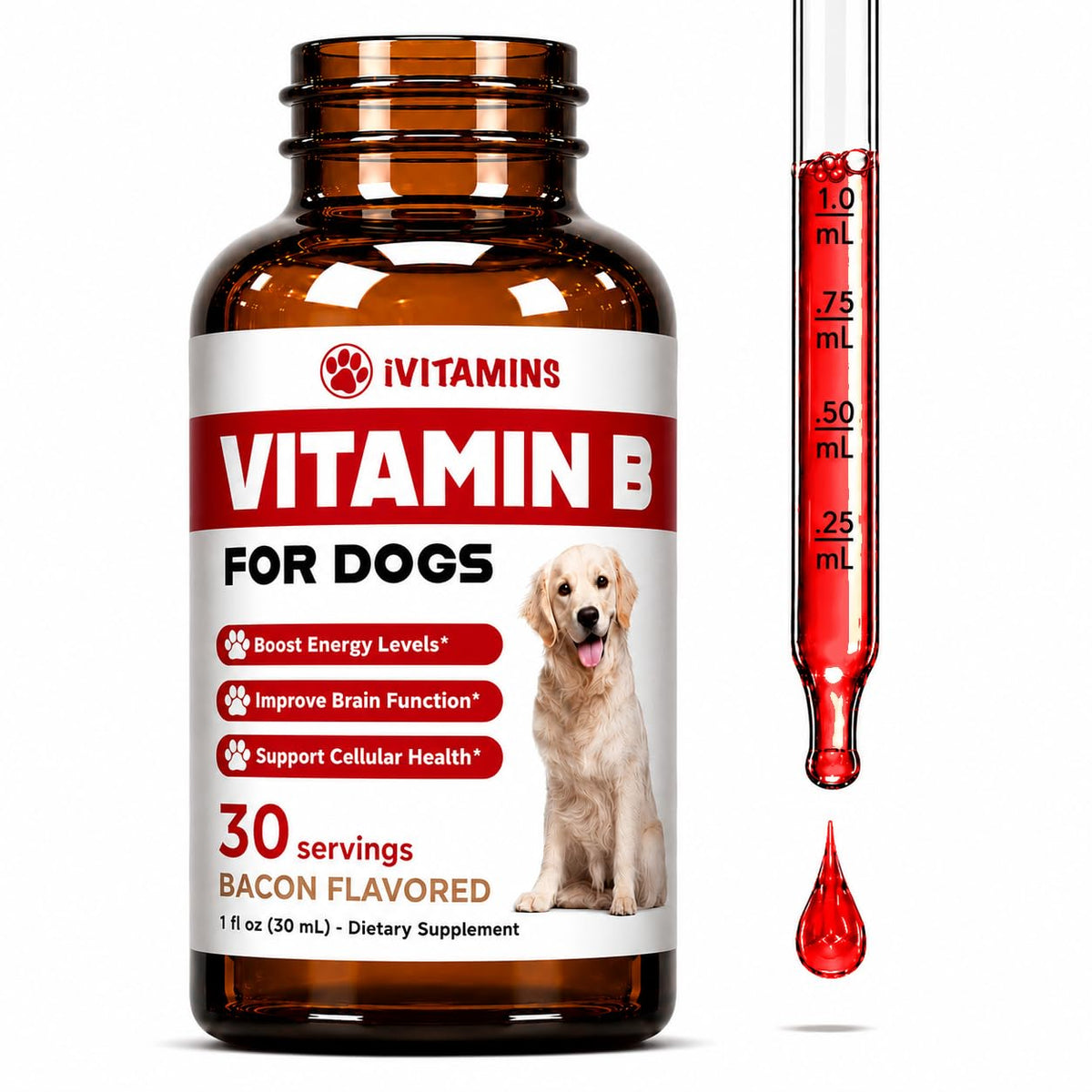 iVitamins Vitamin B Complex for Dogs shown from the front.