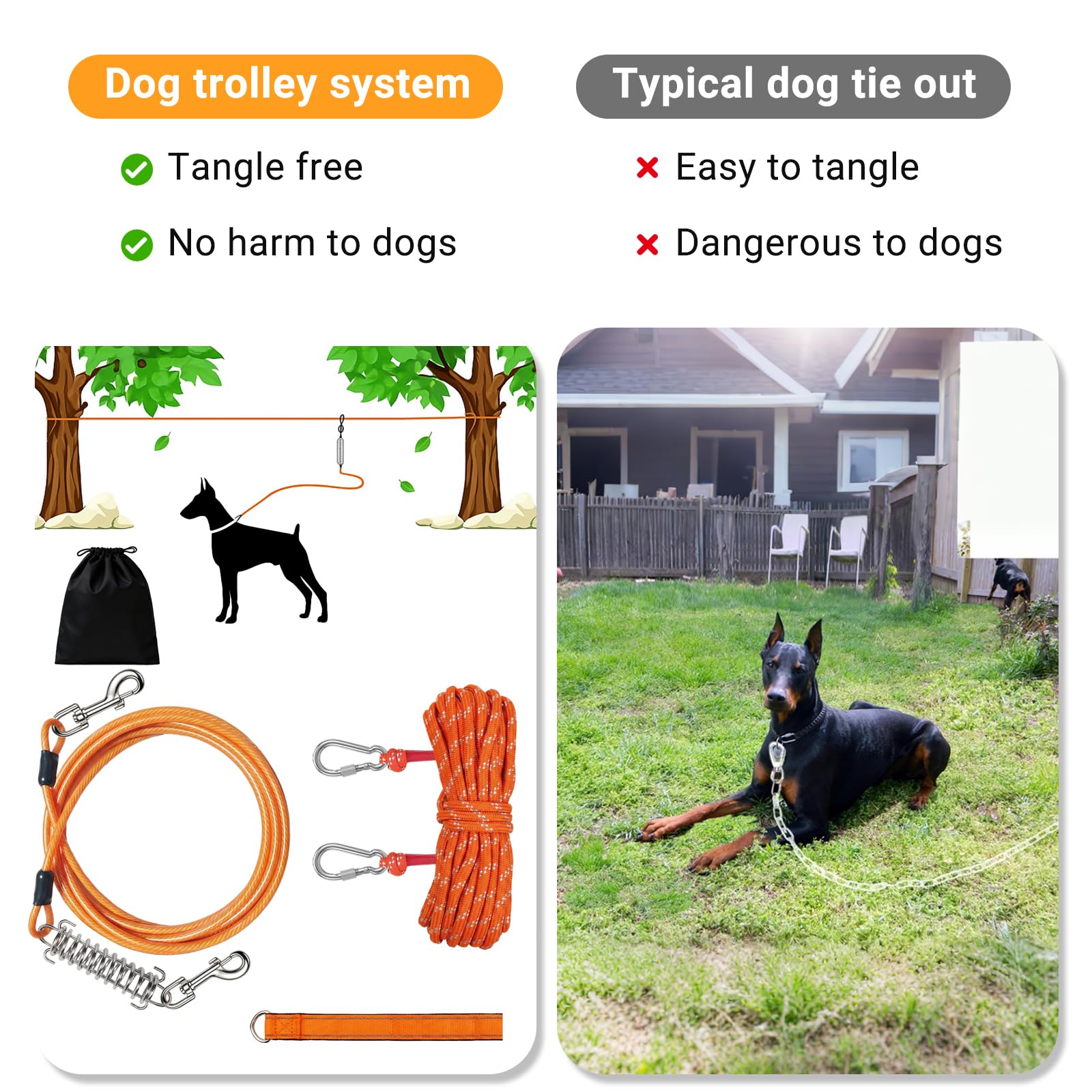 J-TECH DYNAMICS Dog Runner Trolley Cable packed in its storage bag.