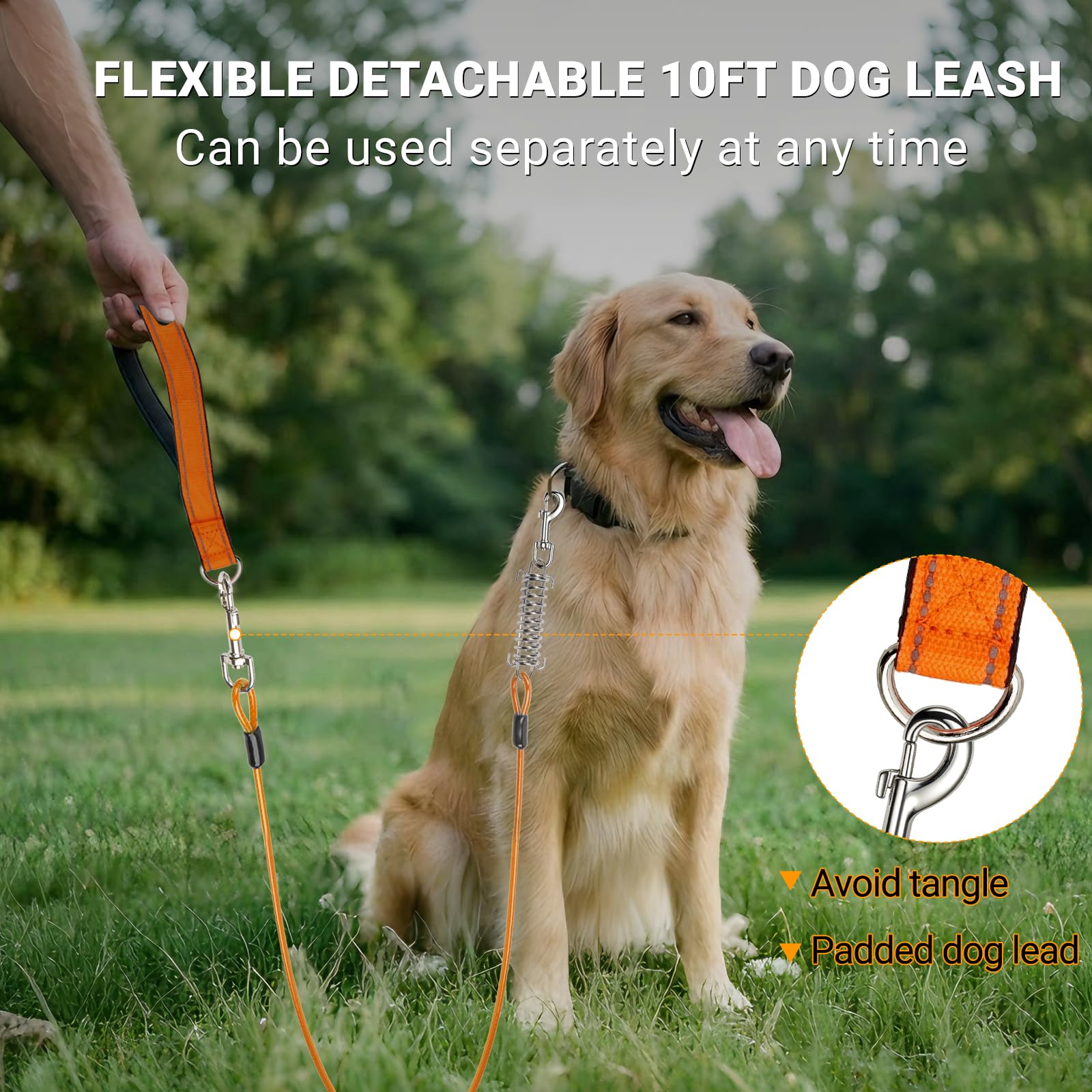 J-TECH DYNAMICS Dog Runner Trolley Cable tie-out leash and handle.