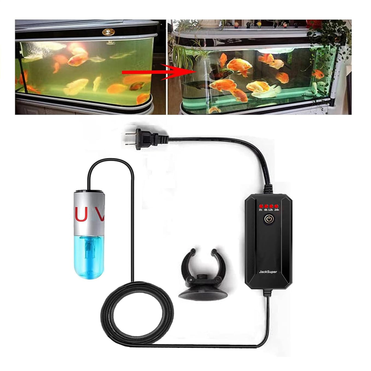 JackSuper Aquarium UVC Clean Light shown from the front.