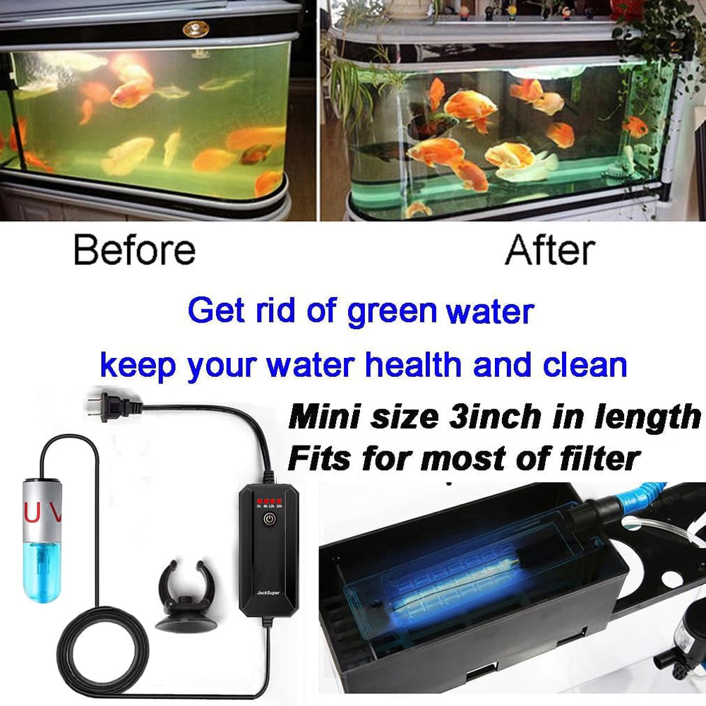 JackSuper Aquarium UVC Clean Light with its compact lamp body in focus.