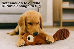 Jalousie stuffingless dog toy in the beaver design.