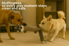 Jalousie stuffingless dog toy in the otter design.
