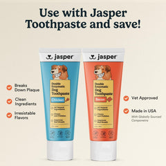 Jasper Dog Toothbrush close-up showing the soft silicone bristles.
