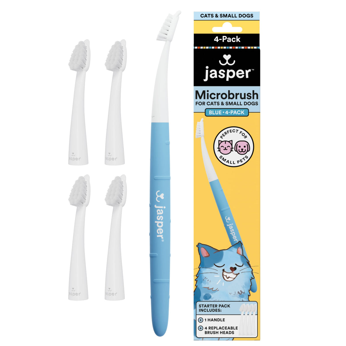 Jasper Microbrush cat toothbrush shown from the front.