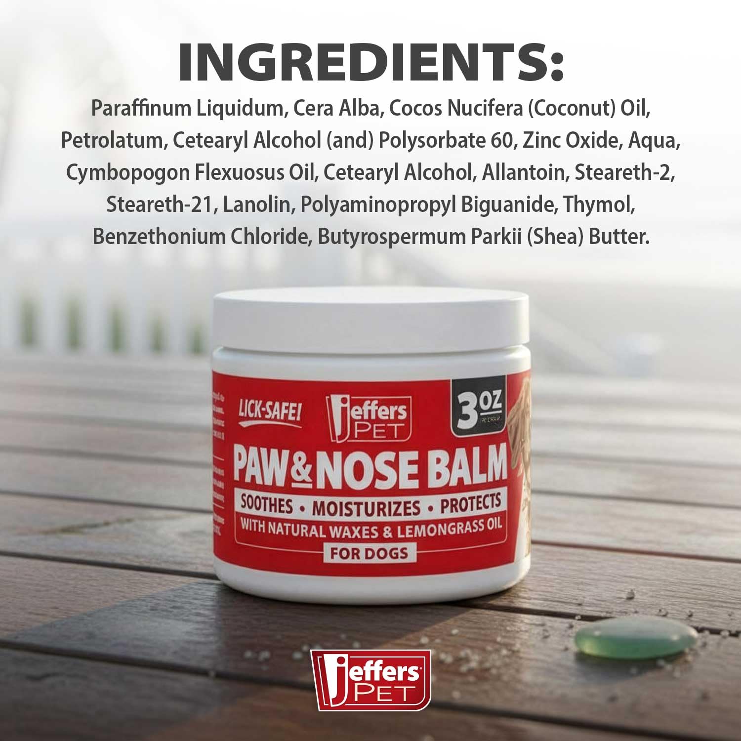 Jeffers Paw & Nose Balm shown for everyday outdoor paw care.