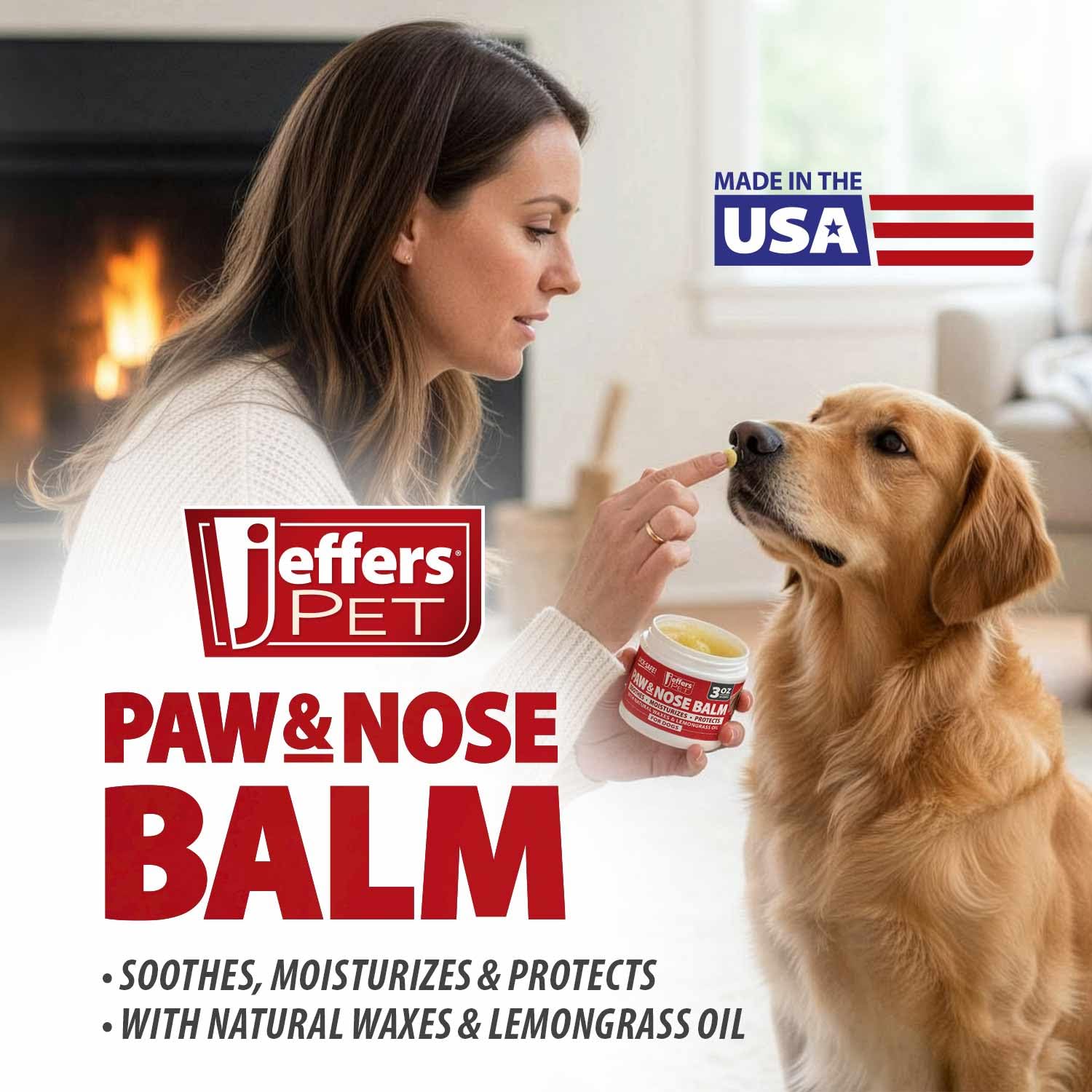 Jeffers Paw & Nose Balm being applied to a dog's paw pad.