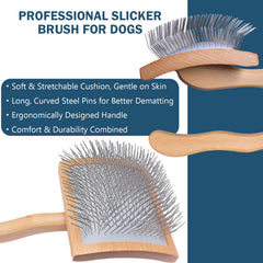 JENFOSLAN slicker brush shown from the front as one tool in the dog grooming kit.
