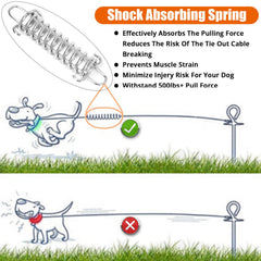 Jenico dog tie-out cable close-up showing its vinyl-coated steel core.