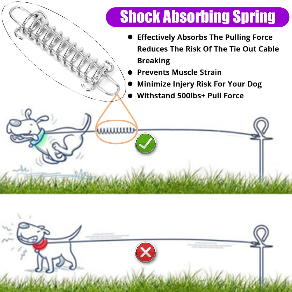 jenico Dog Tie Out Cable detail of the shock-absorbing spring.