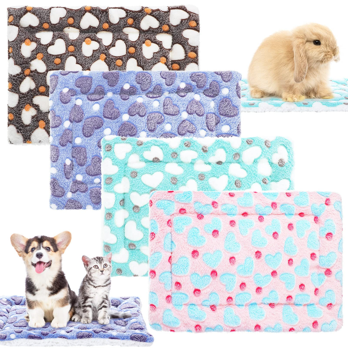 Jetec Guinea Pig Bed Pads shown from the front with the heart-patterned mats.