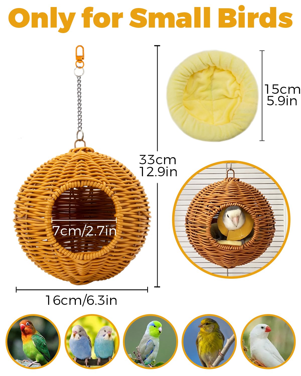 Jevnd bird nest hammock with its removable cushion pad visible.