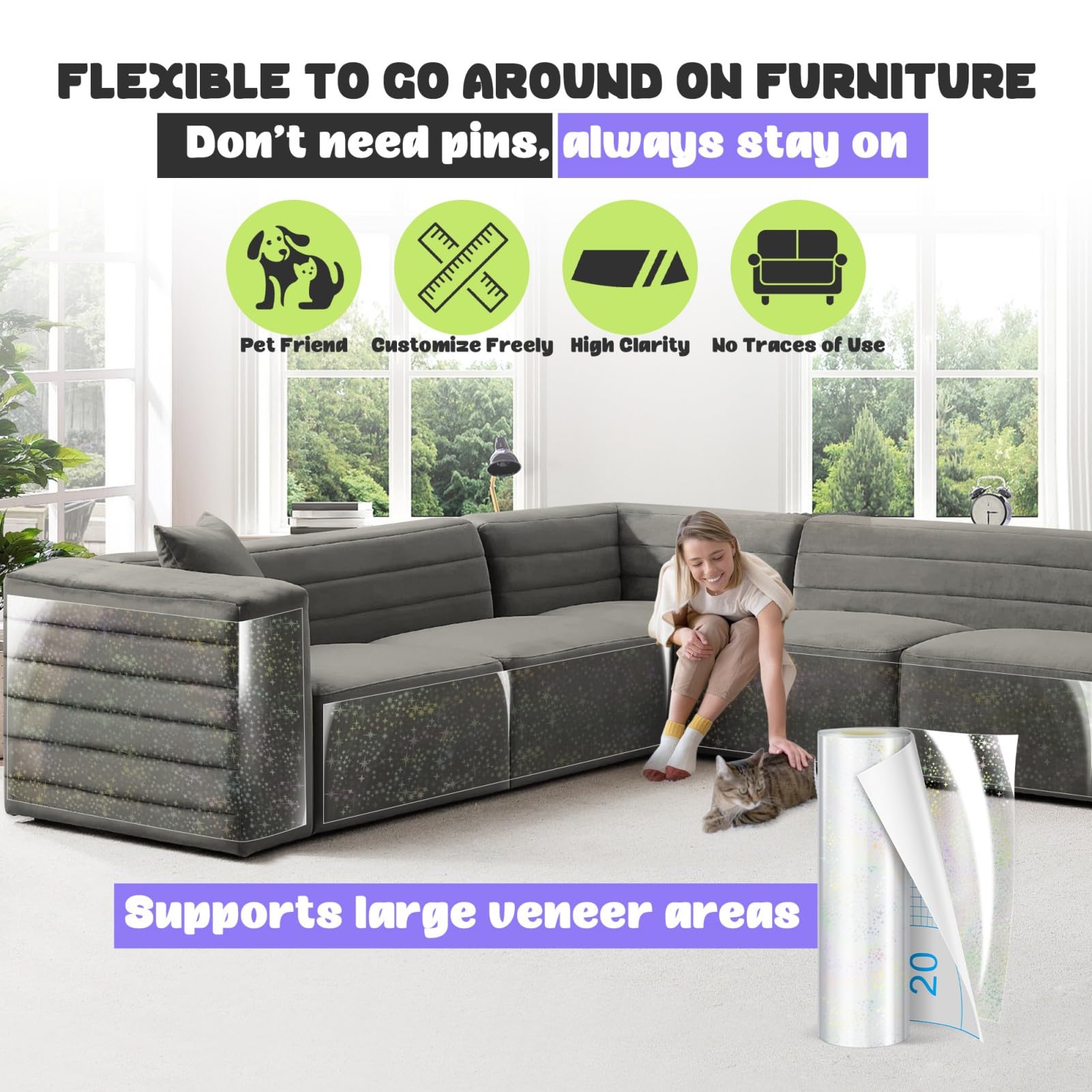 JINVOGREEN cat scratch furniture protector shown on a chair.