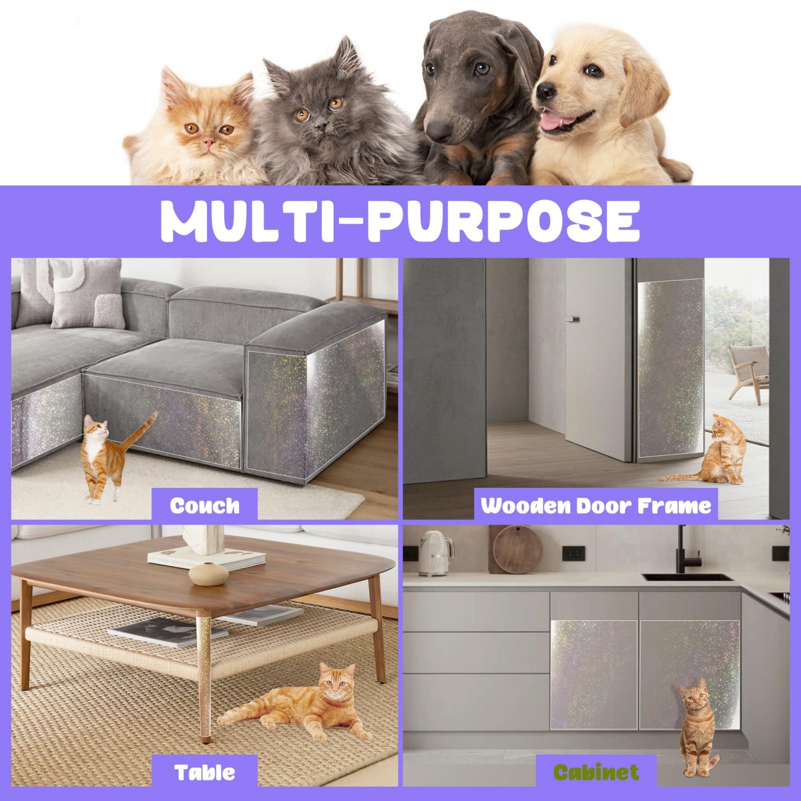 JINVOGREEN cat scratch furniture protector with its transparent finish visible.