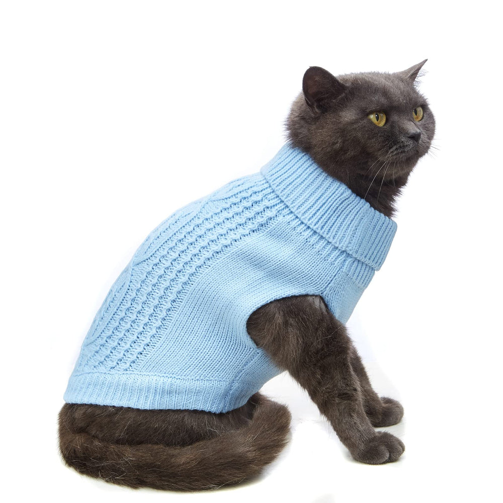 Jnancun cat sweater detail highlighting its cozy high neck.