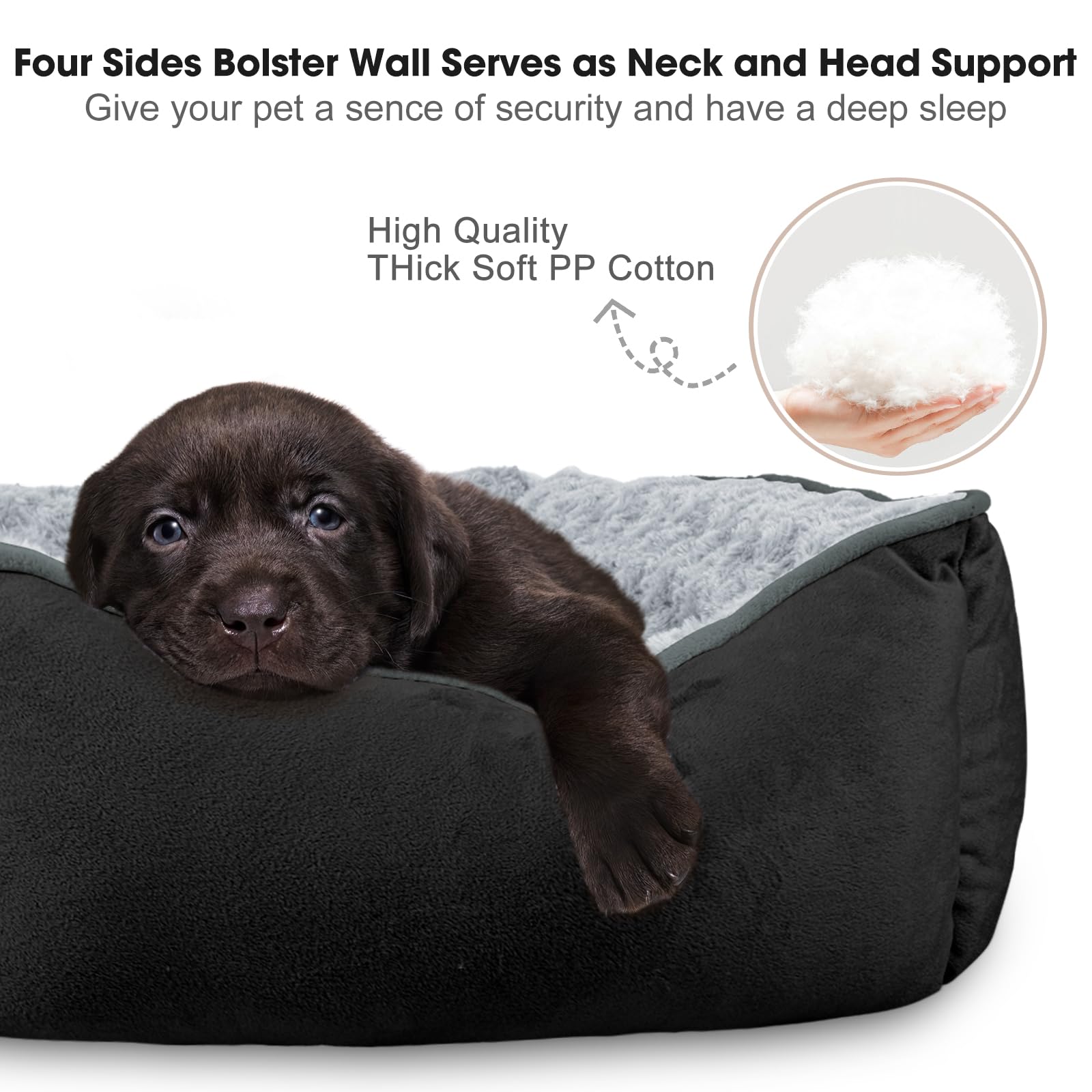 JOEJOY Rectangle Dog Bed showing its four raised, cushioned walls.
