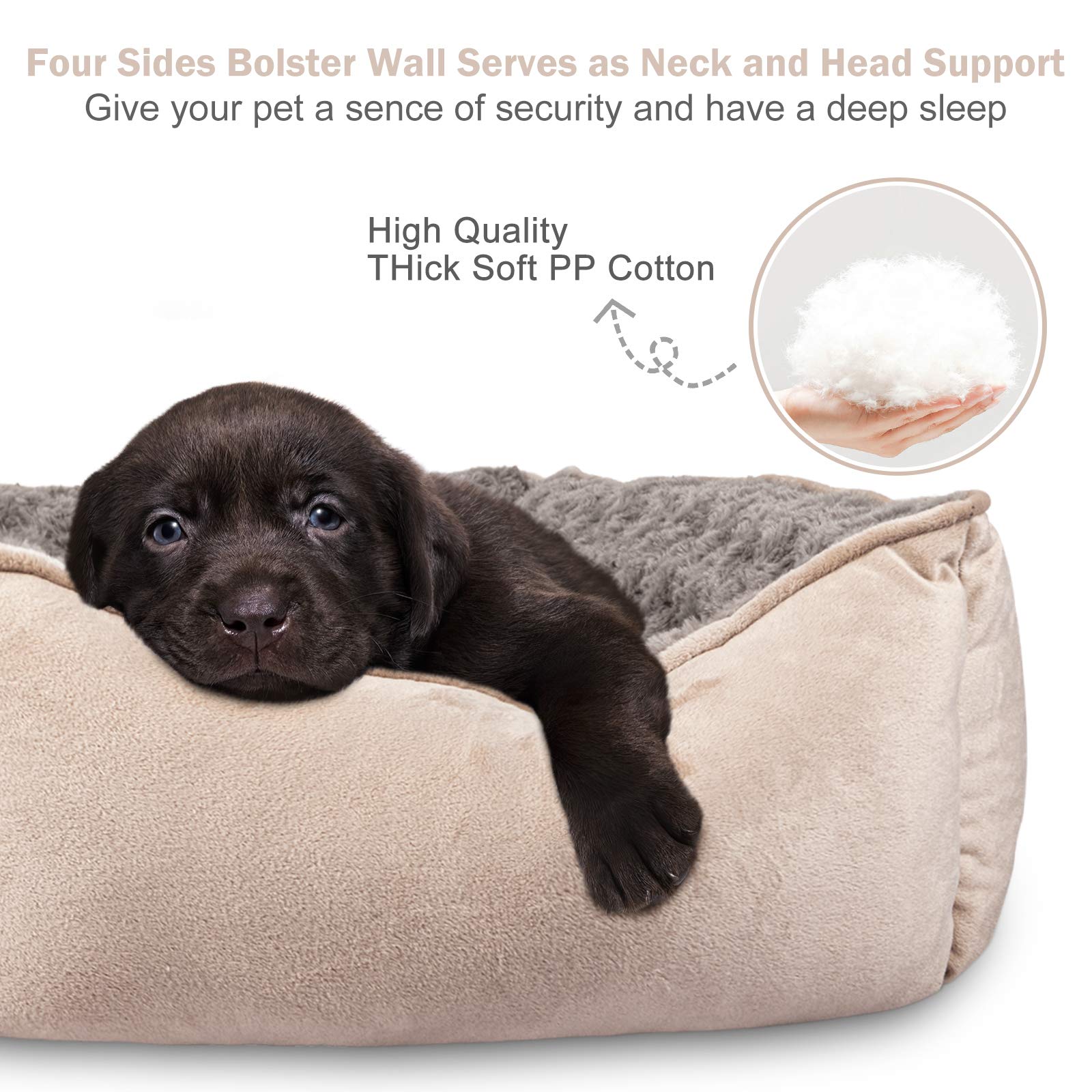 JOEJOY Rectangle Dog Bed showing the lowered front edge for easier access.