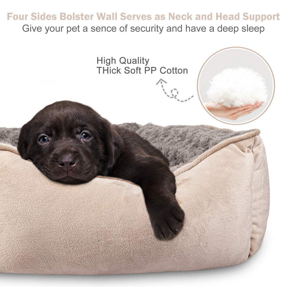 JOEJOY Rectangle Dog Bed showing the lowered front edge for easier access.