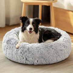 JOLLYVOGUE dog bed shown from the front with its donut-shaped cushion.