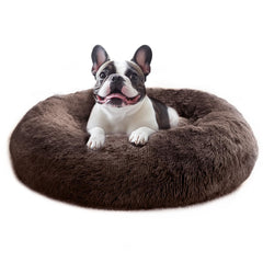 JOLLYVOGUE donut bed shown from the front to display its round shape and plush surface.