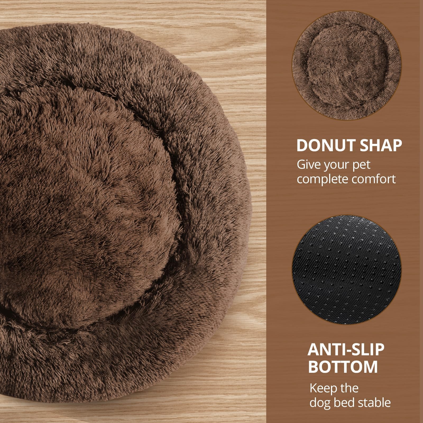 JOLLYVOGUE donut bed detail showing the raised rim around the sleeping area.