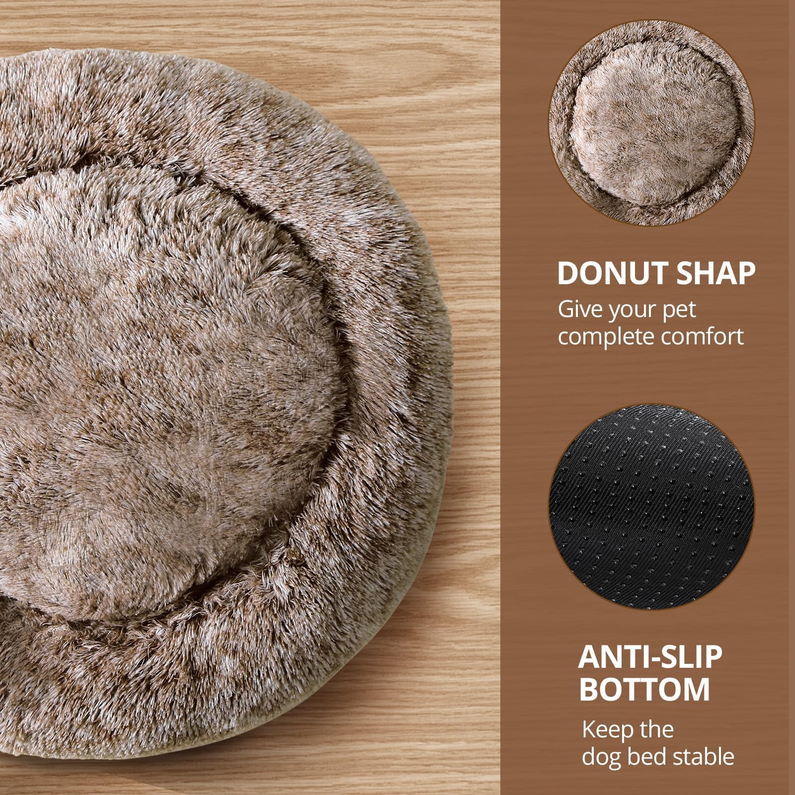 JOLLYVOGUE donut dog bed with its raised rim visible.