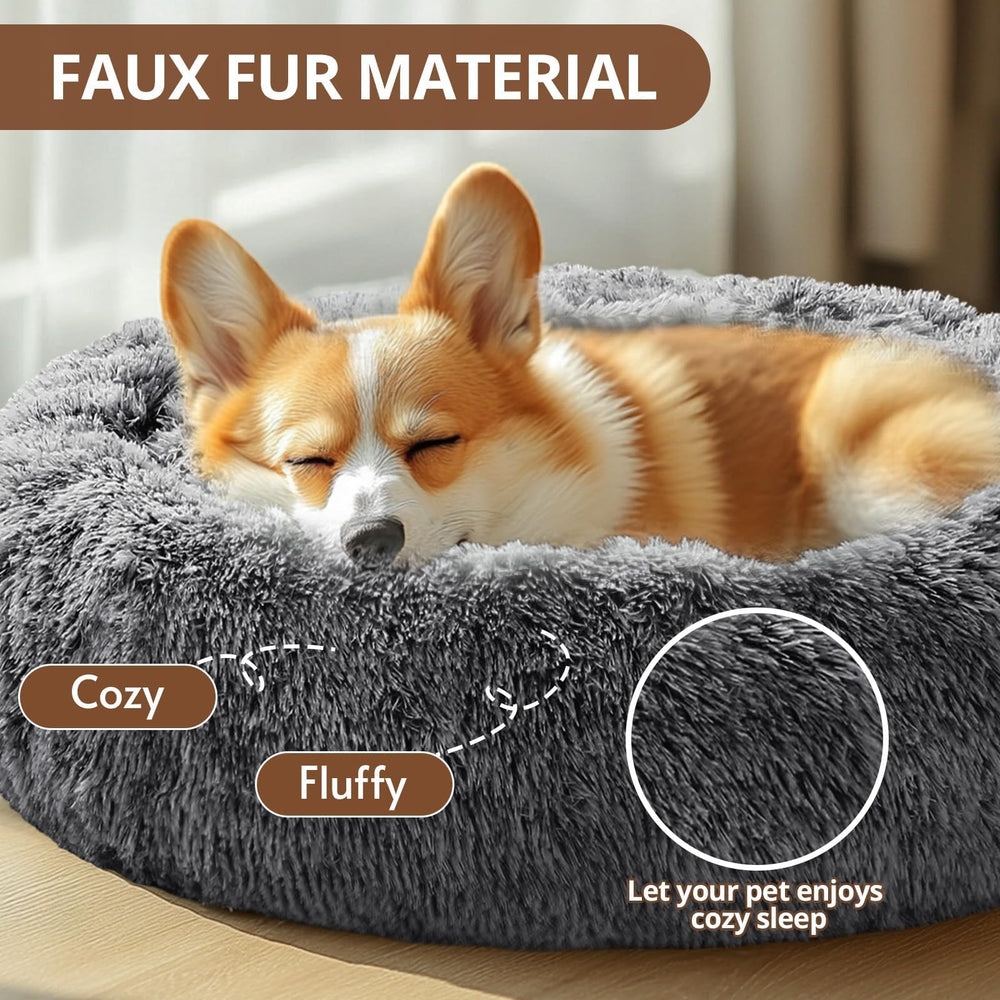 JOLLYVOGUE donut dog bed with its raised rim visible.