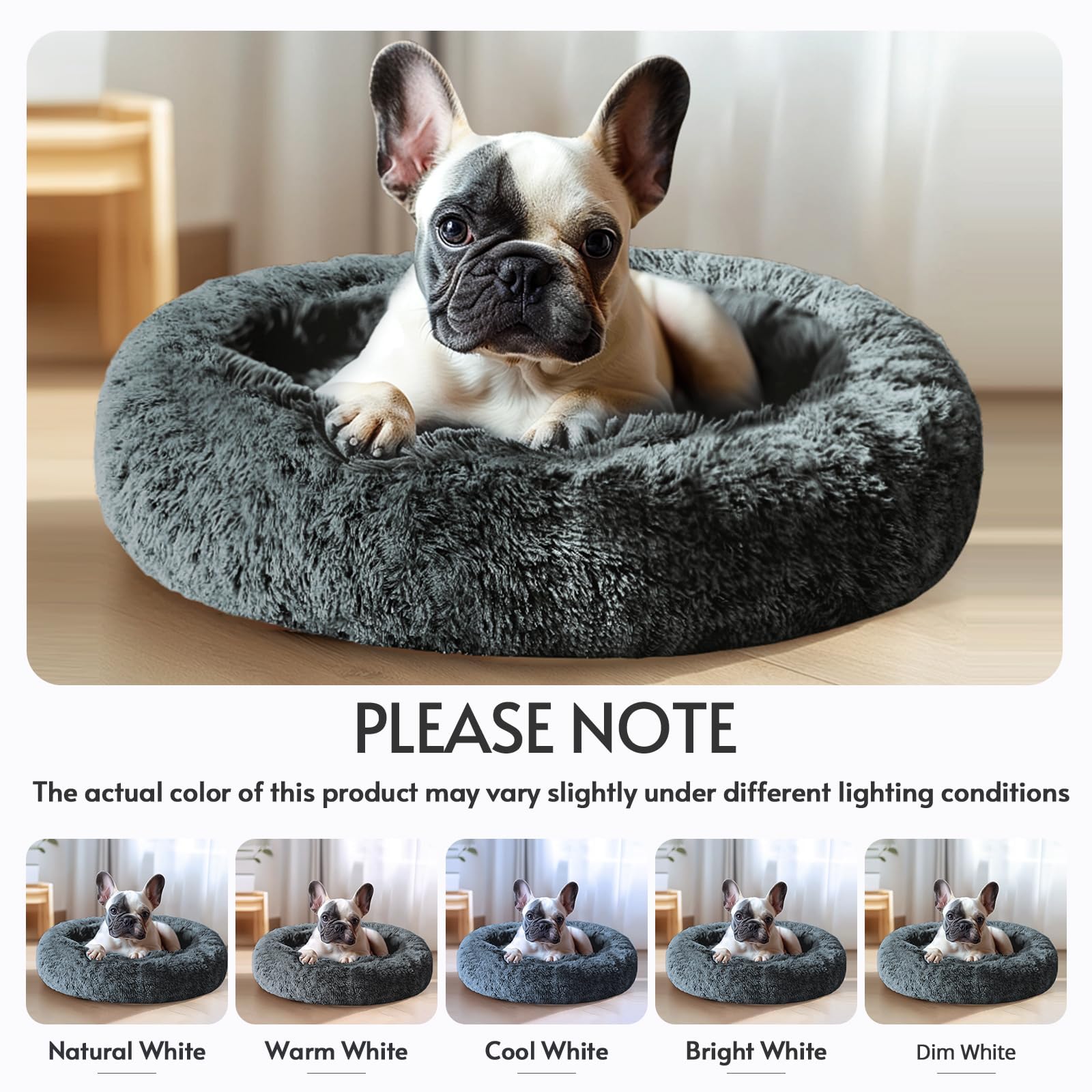 Navy grey color of the JOLLYVOGUE donut pet bed.
