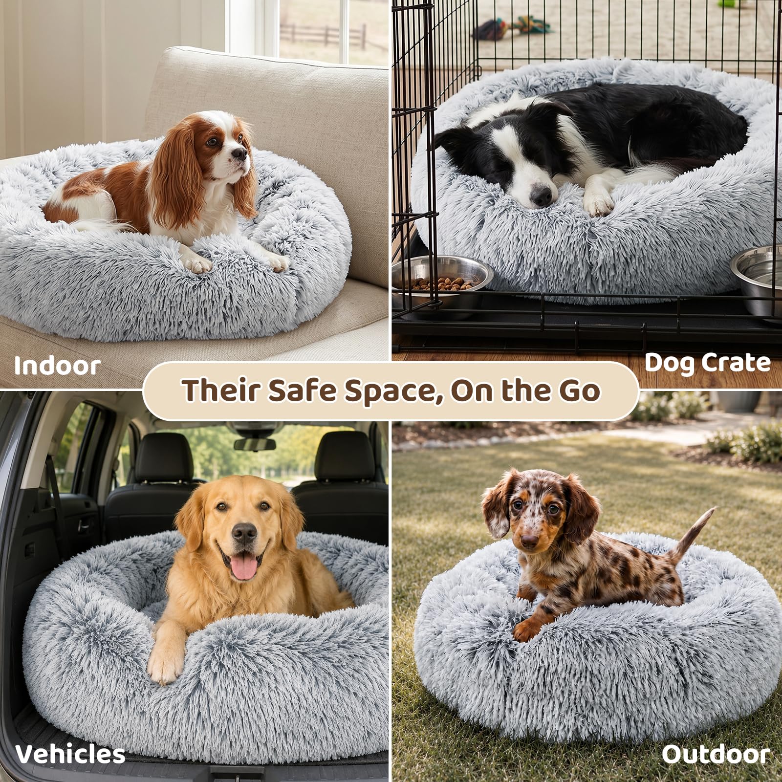 JOLLYVOGUE donut pet bed underside showing its non-slip drops.