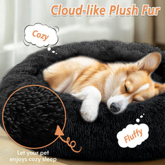 JOLLYVOGUE donut pet bed with its raised rim visible.