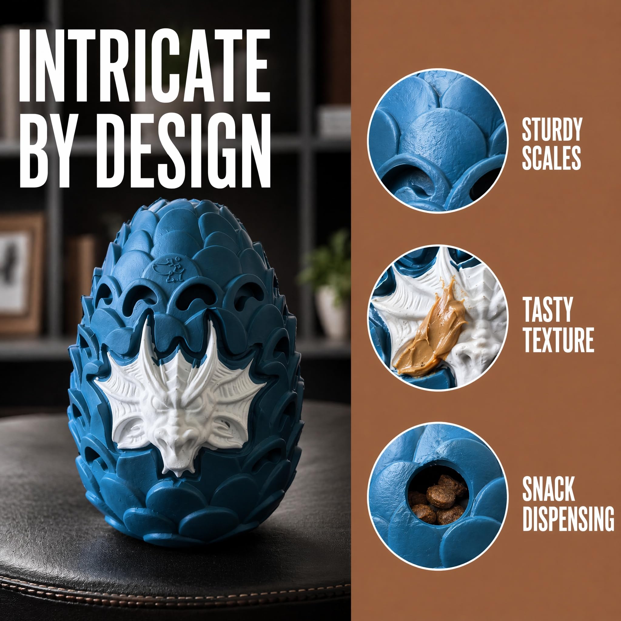 Treats placed inside the hollow Jomilly Dragon Egg Dog Chew Toy.