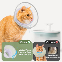 Joypig cat recovery cone detail showing the waterproof fabric layer over the mesh.