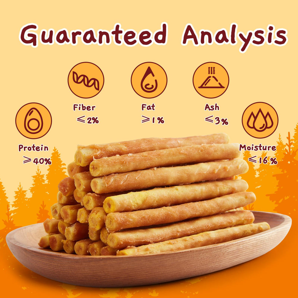 Jungle Calling Chicken Collagen Sticks presented as a walk-time treat.