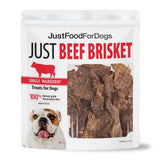 JustFoodForDogs Beef Brisket dog treat shown from the front.
