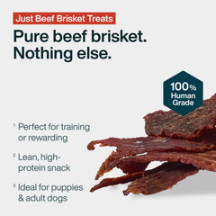 JustFoodForDogs Beef Brisket dog treat used as a training reward.