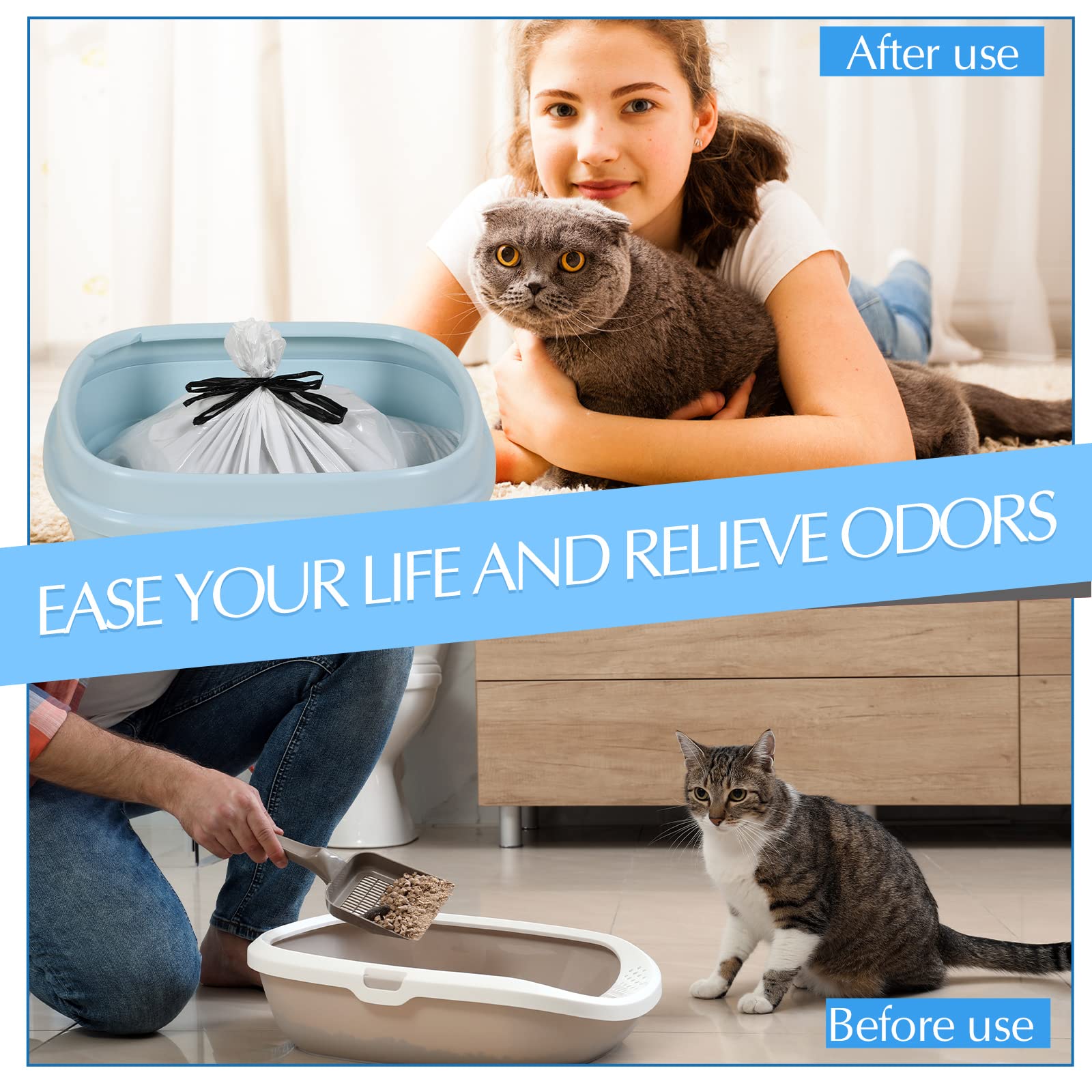 Jutom sifting litter box liners layered in a litter box for sifting.