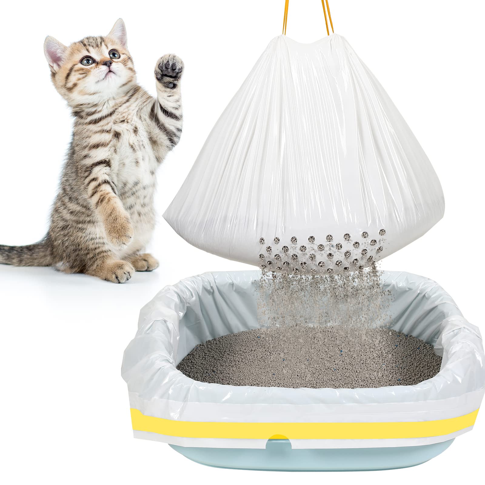 Jutom sifting litter box liners shown with the retail package from the front.